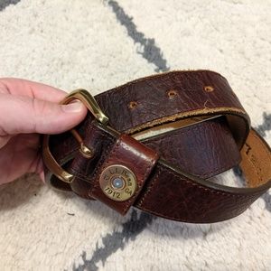 Men's LL Bean 12 gauge leather belt size 34